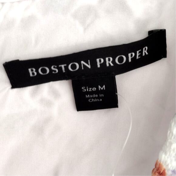 Boston Proper NEW Garden Floral Lace Fitted Bodice Puff Slv V-Neck Blouse Medium - Picture 11 of 15